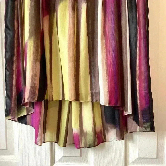 Kenneth Cole Multicolor Asymetical Pleated A-Line Midi Skirt Size Large - Picture 5 of 11